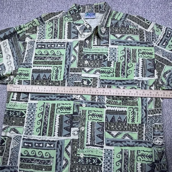 VTG 90s K Yoshio Geometric Abstract Print Button Up Shirt Mens XL Retro Festival - Picture 5 of 6
